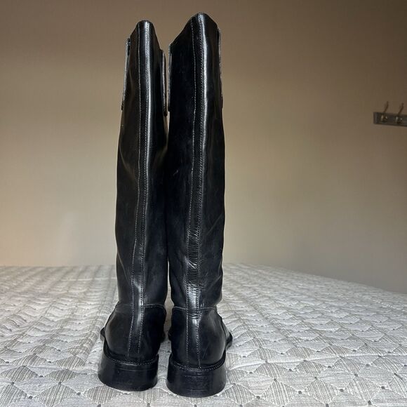 Joan & David Black Leather Lace Up Knee High Tall Riding Boot Women US 6 Italy - Picture 12 of 16